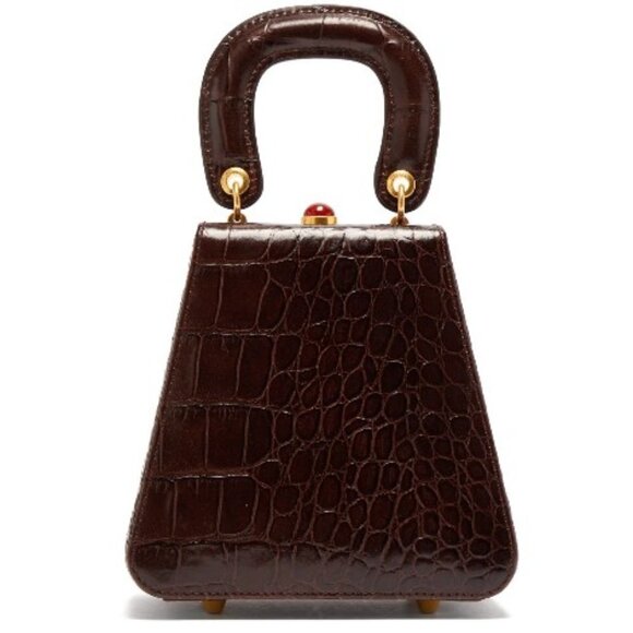 💕STAUD💕 Kenny Bag Brown Crocodile Embossed - Picture 10 of 16